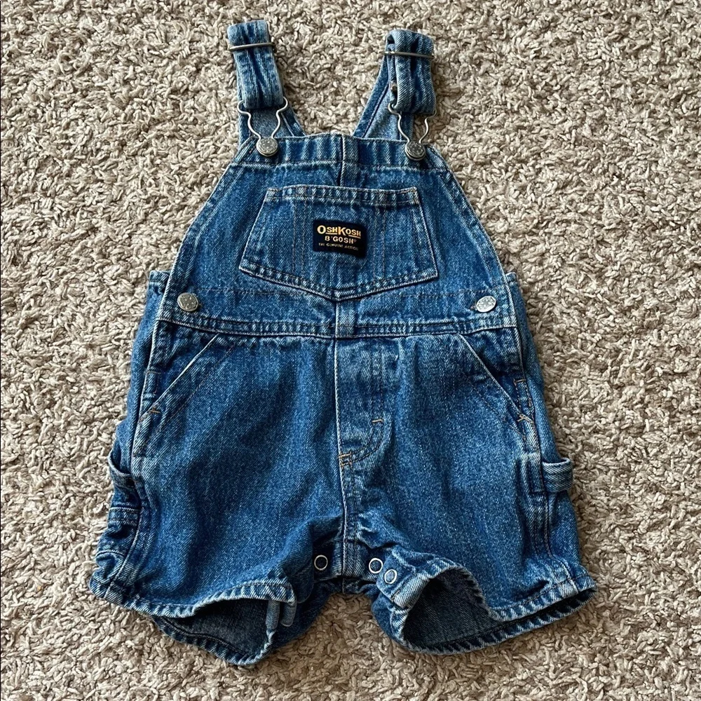 Vintage OshKosh B'gosh Short Sleeve Polo & Denim Shortalls - Size 6-9 Months